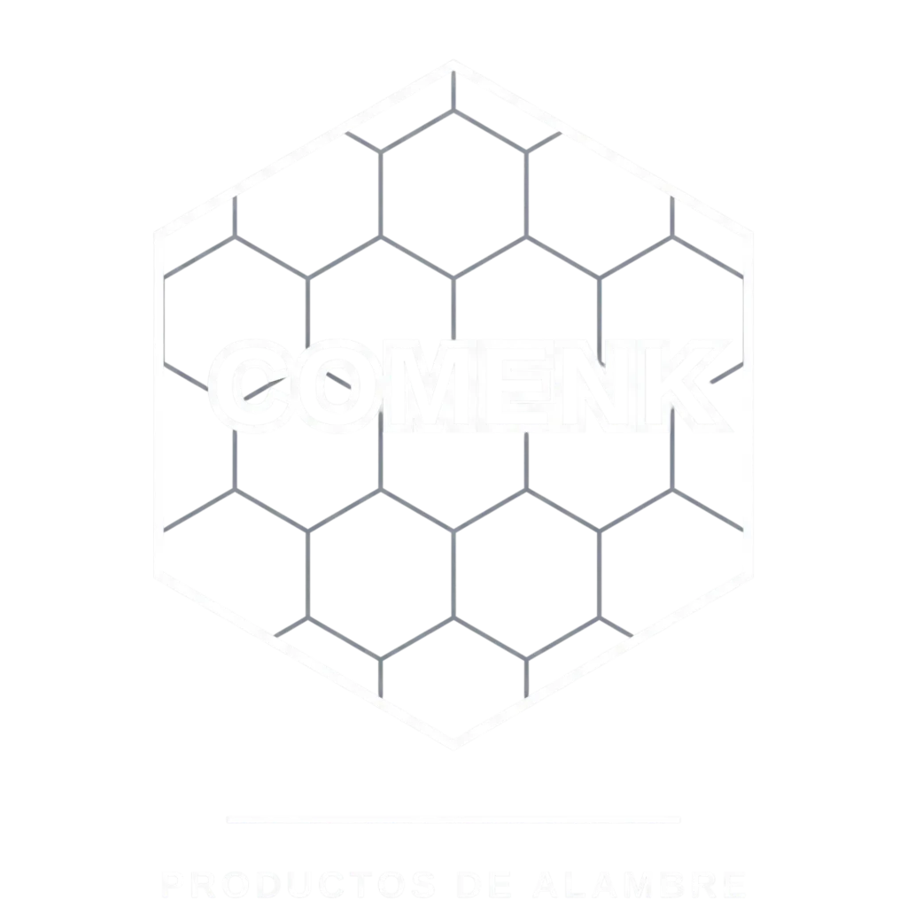 Logotipo en blanco de Comenk: Productos de Alambre. Fabricante directo en México.